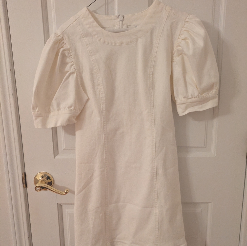 NWOT Tuckernuck Hyacinth House White Stretch Denim Juniper Mini Dress Size XS